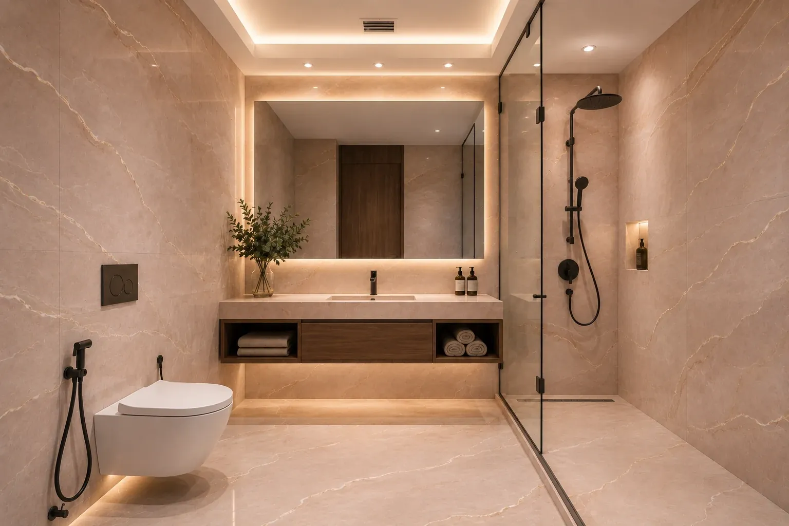 Refurbished bathroom with upgraded finishes and fittings