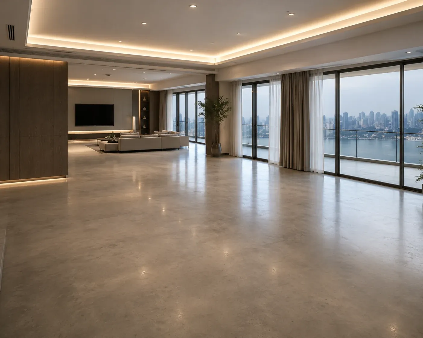 Interior floor before self-levelling microcement application
