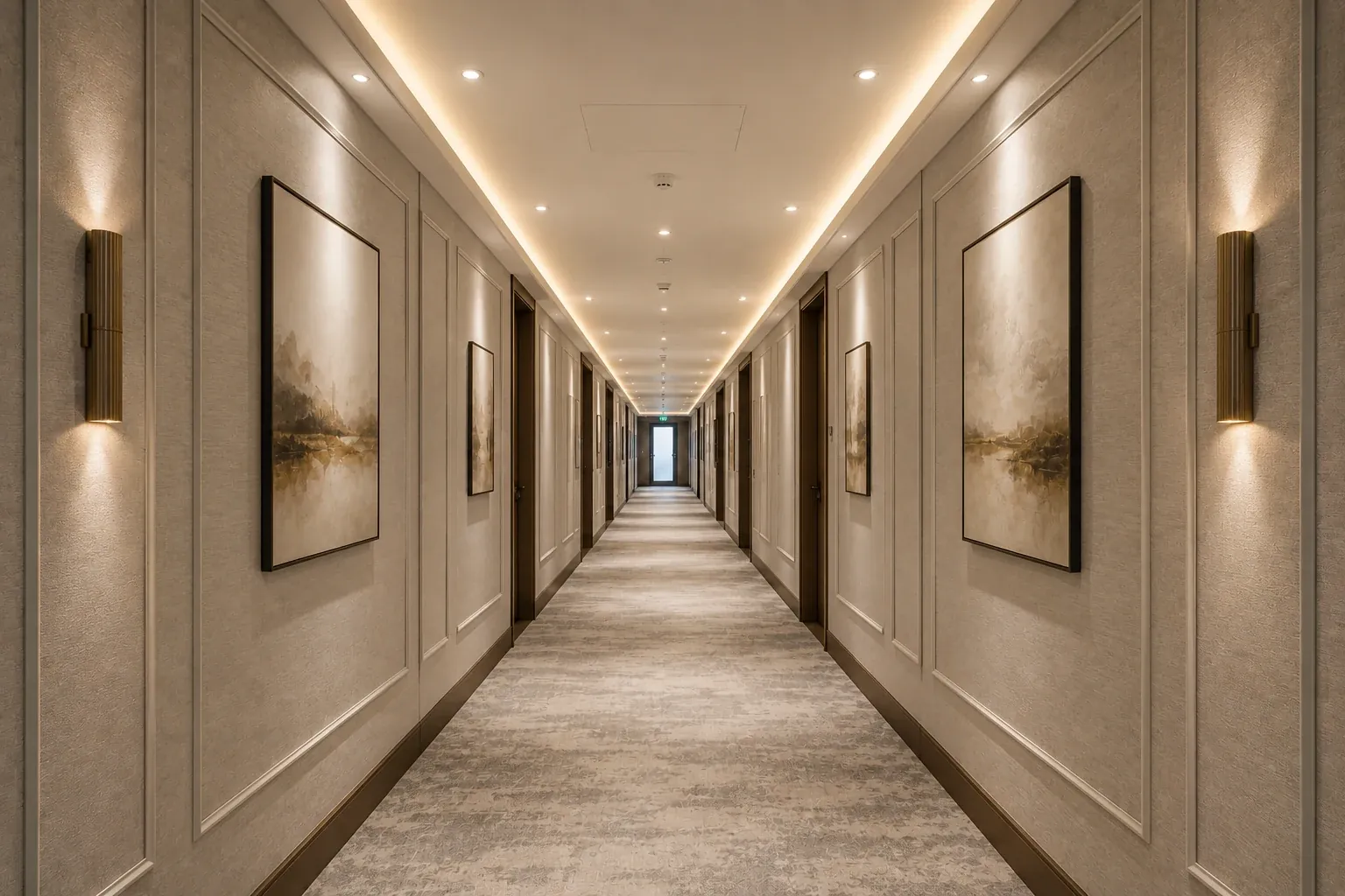 Interior wall after decorative wallpaper installation