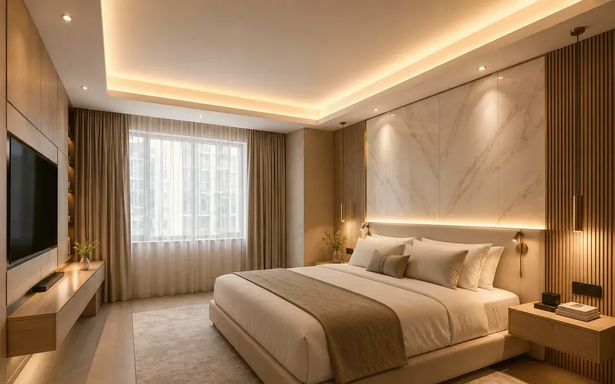 Interior upgraded with modern WPC wall and ceiling finishes